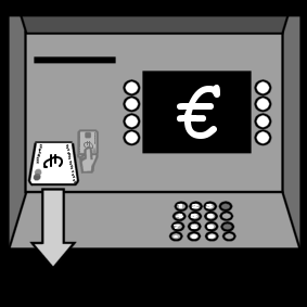 guichet automatique bancaire: enlever carte de paiement